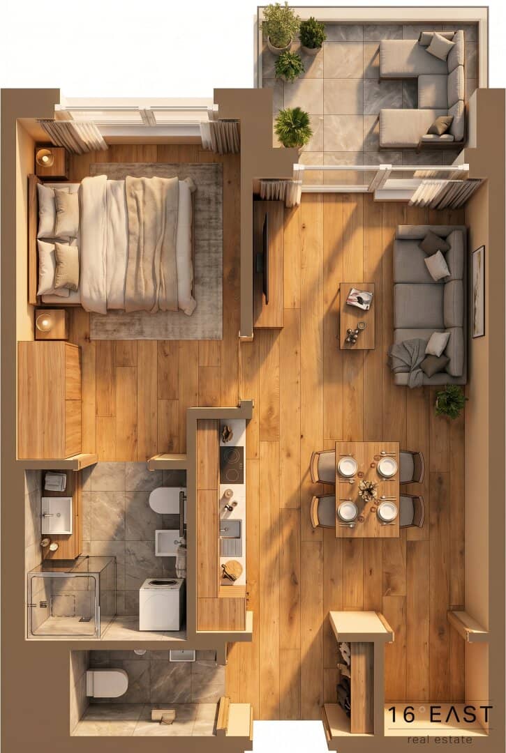 Two room new build with balcony and loggia | commission-free for buyers
