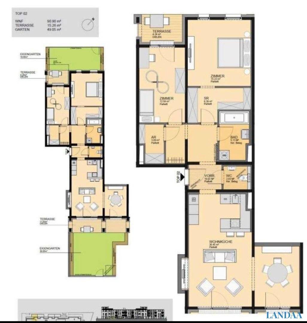3 Zimmer Gartenwohnung inklusive 2 Garagenplätze