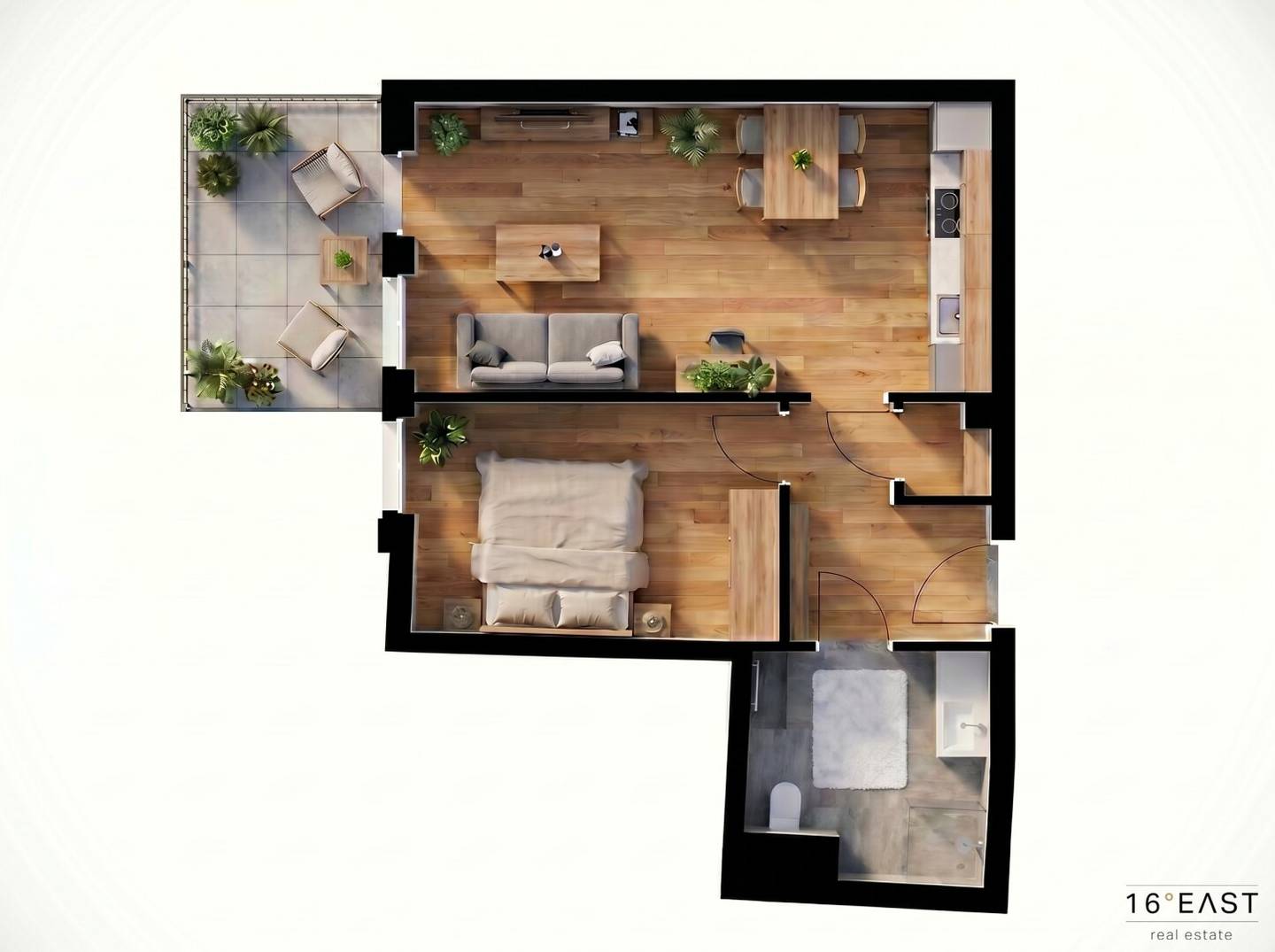 Two room new build with balcony under € 300,000 commission free for buyers
