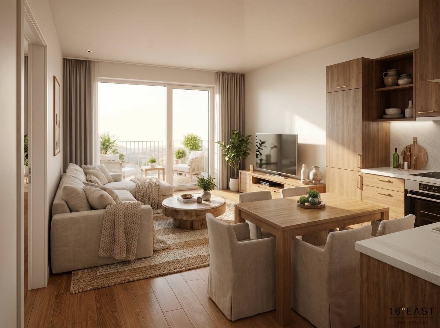 Two room new build with balcony under € 300,000 commission free for buyers