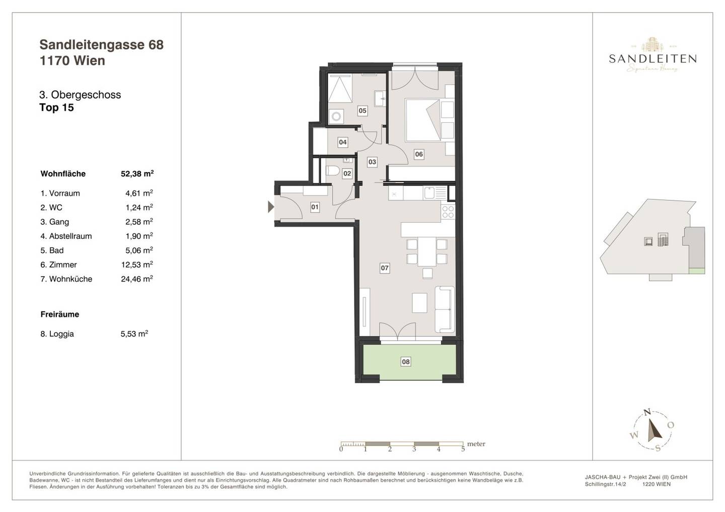 Privatsphäre inklusive: Moderne 2-Zimmer-Wohnung mit geschützter Loggia hoch oben || Sandleitengasse 68