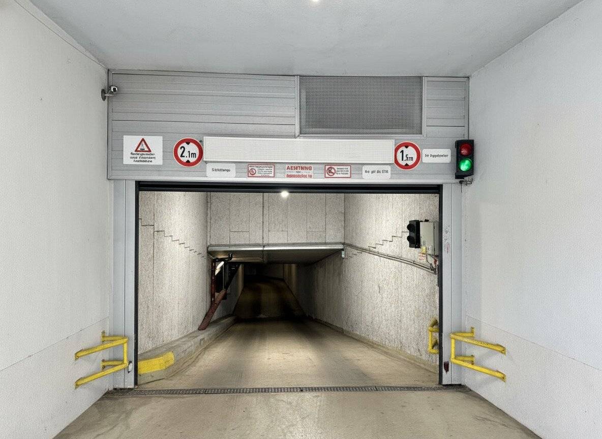 Underground garage parking spaces for rent directly at the Hundertwasser House