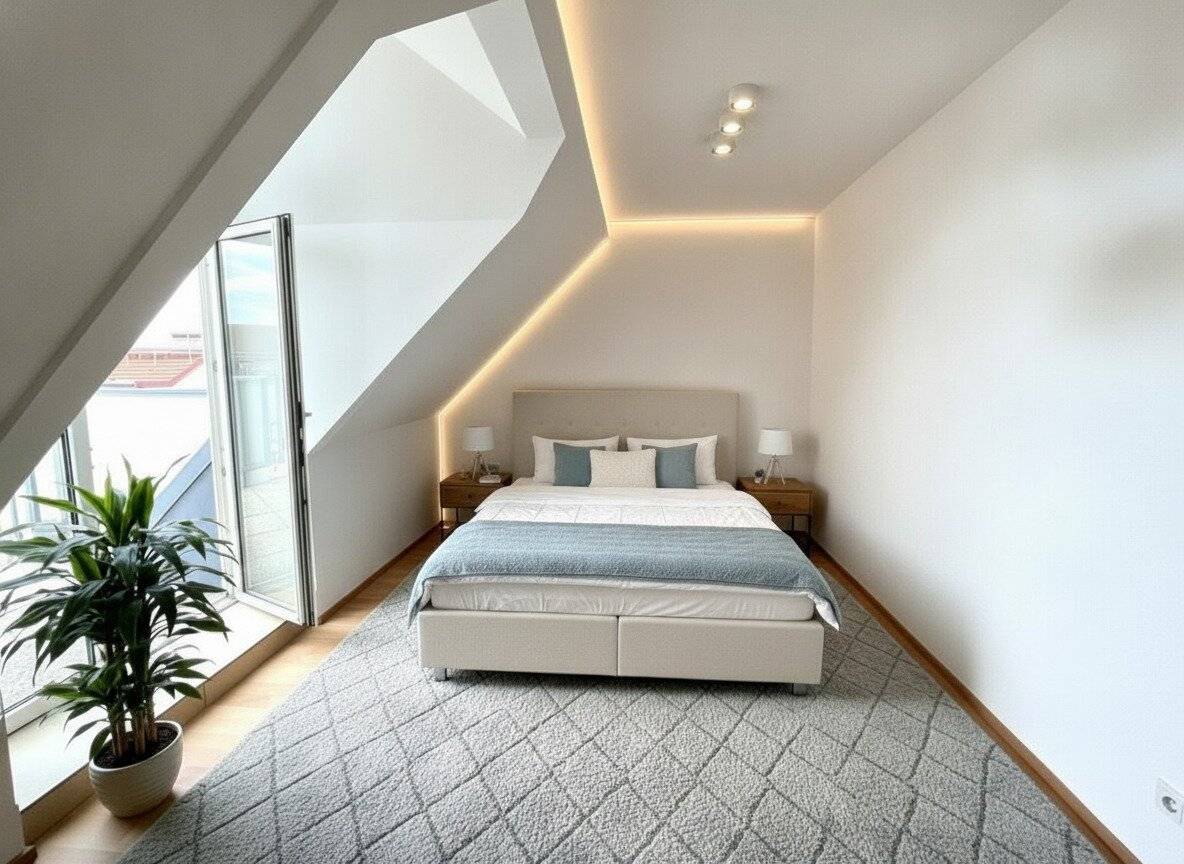 Charming attic apartment with balconies, terrace, garage spaces and distant view of Kahlenberg