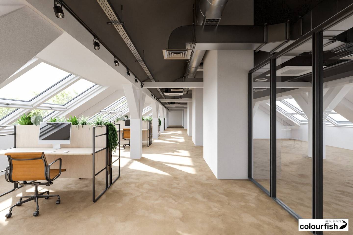 Moderne Dachgeschoß-Bürofläche beim Stadtpark