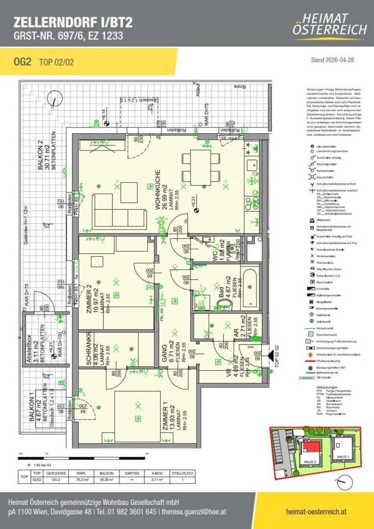 Zellerndorf - schöne 3 Zimmerwohnung mit XL-Balkon