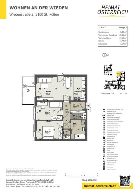 St. Pölten - Erstbezug: Moderne 3-Zimmer-Wohnung mit Wohlfühlcharakter
