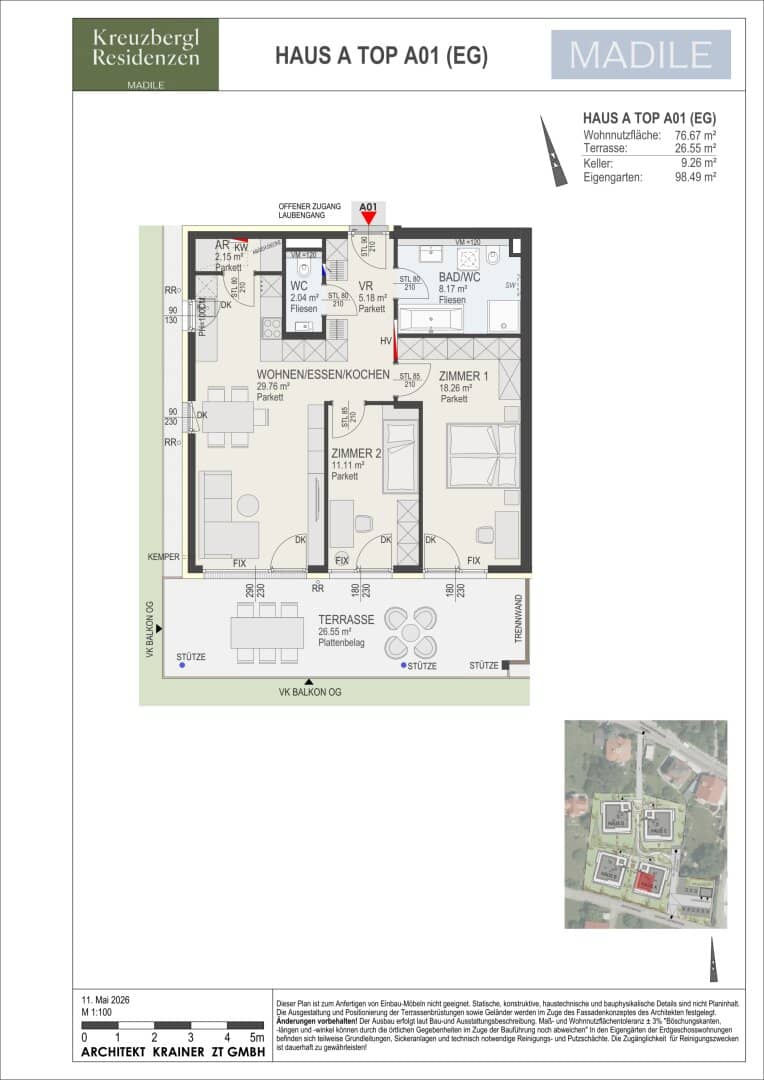 Kreuzbergl Residenzen- 3 Zimmer Gartenwohnung- Ein Projekt von MADILE