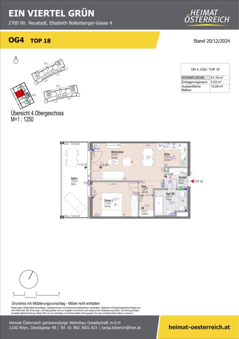 First Occupation ein viertel grün in Wr. Neustadt, bright two-room attic apartment with balcony
