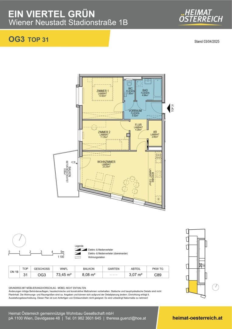 ERSTBEZUG „ein viertel grün“ in Wiener Neustadt - lichtdurchflutete 3-Zimmer-Wohnung mit Tiefgaragenplatz