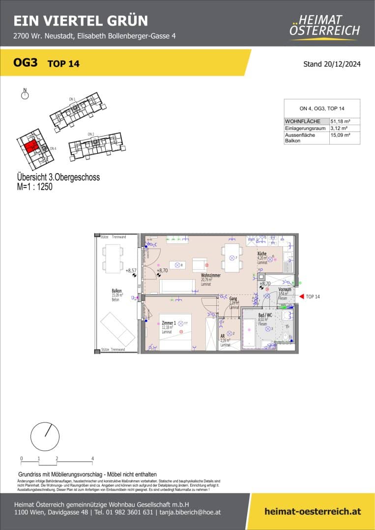 ERSTBEZUG "ein viertel grün" in Wr. Neustadt - 2 Zimmer Balkonwohnung in bester Lage