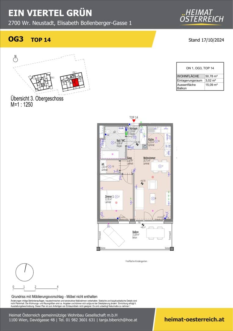 Erstbezug: Moderne 2-Zimmer-Wohnung im „ein viertel grün“, Wiener Neustadt