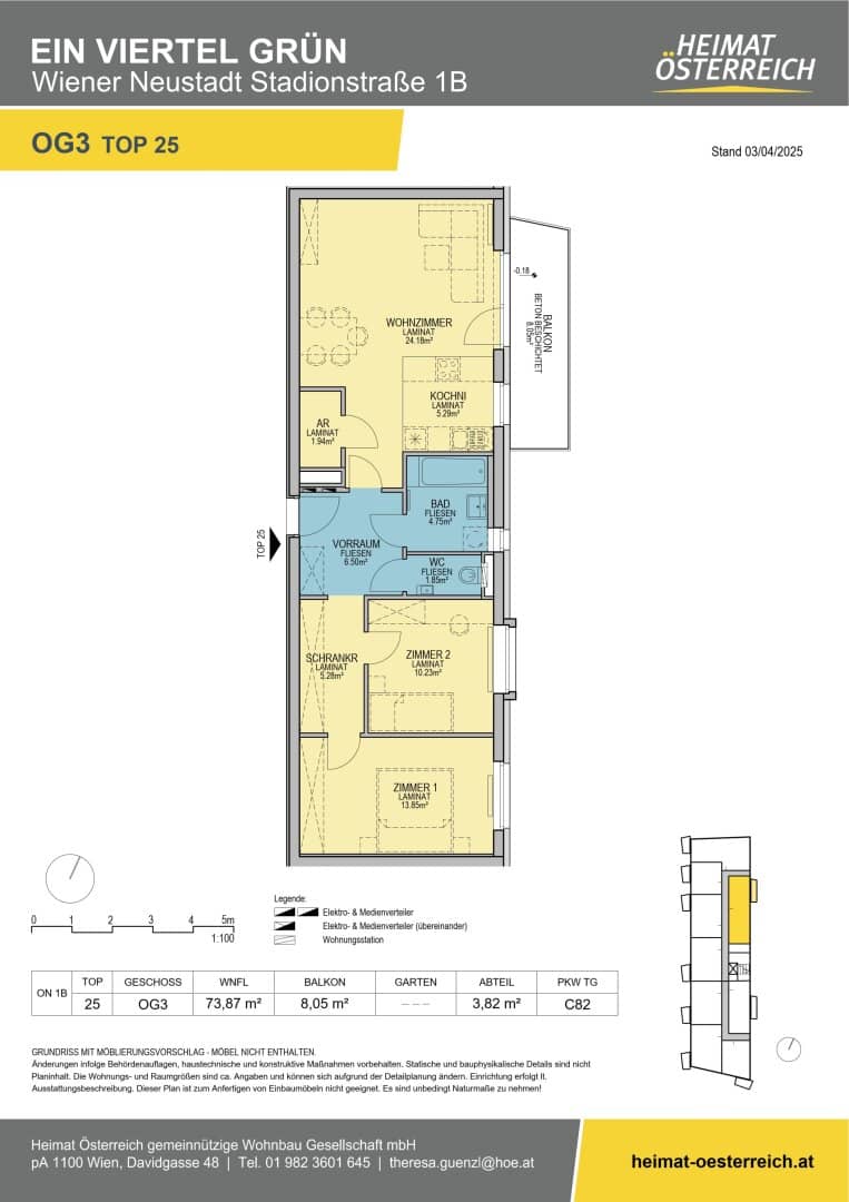 First occupancy in ein viertel grün in Wiener Neustadt, family-friendly 3-room apartment