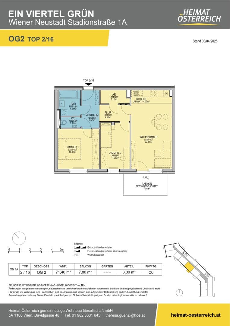 First occupancy ein viertel grün in Wiener Neustadt - subsidized 3-room living dream with balcony and top equipment