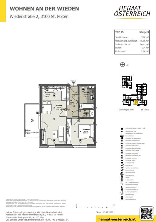 Erstbezug – attraktive 2-Zimmer-Wohnung für Singles & Paare in Zentrumsnähe von St. Pölten