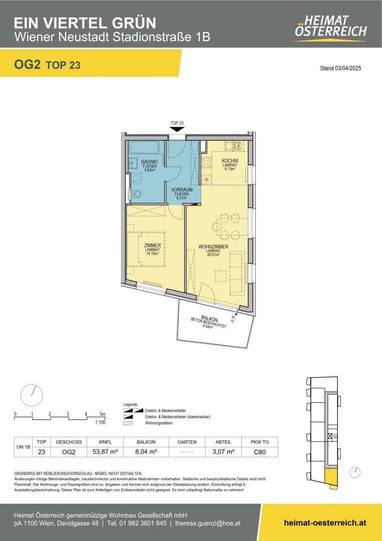 ERSTBEZUG „ein viertel grün“ in Wiener Neustadt - erstklassige 2 Zimmerwohnung mit Balkon