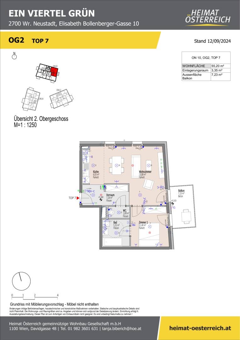 First occupancy "ein viertel grün" in Wr. Neustadt, dreamlike two room apartment