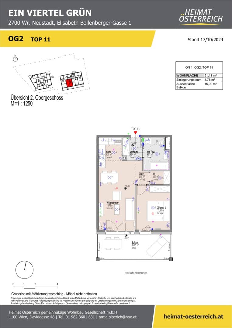 ERSTBEZUG "ein viertel grün" in Wr. Neustadt - exquisite 2 Zimmerwohnung mit Balkon