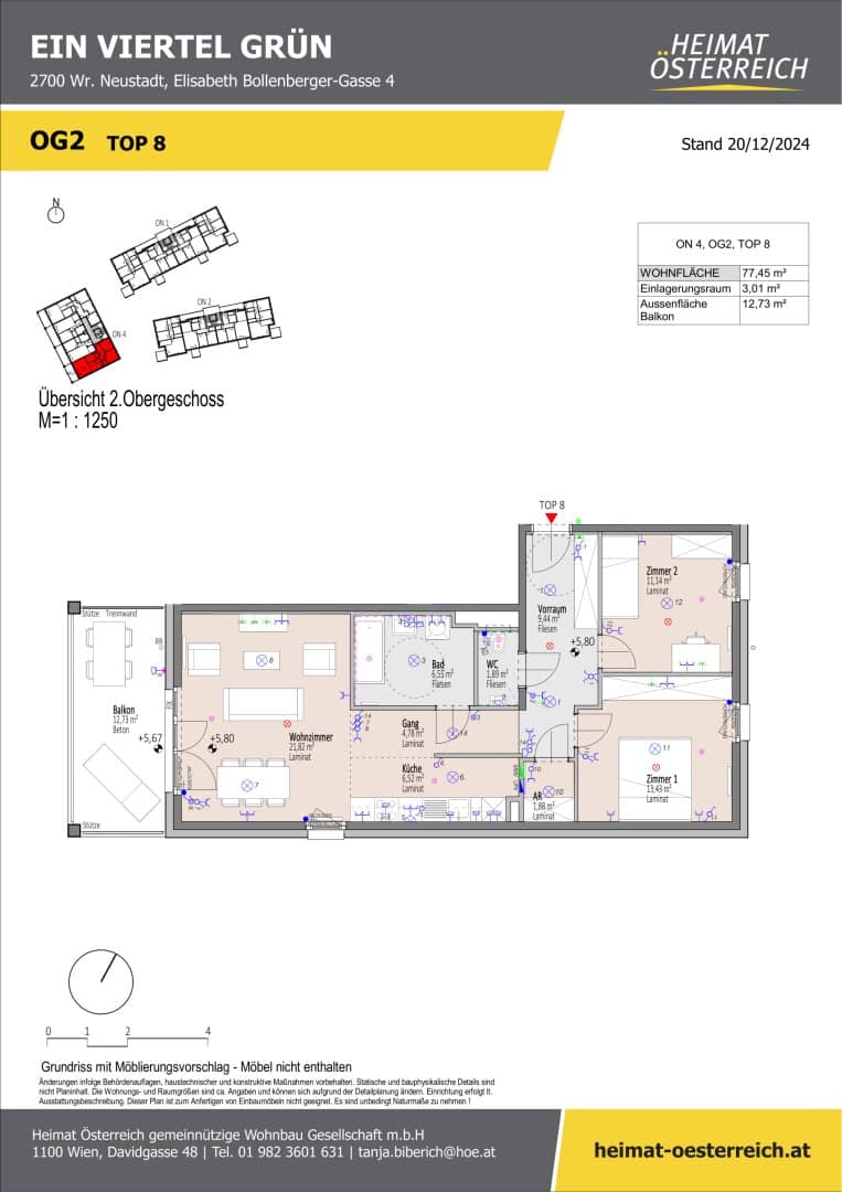 First occupancy ein viertel grün in Wiener Neustadt - charming three-room apartment with balcony