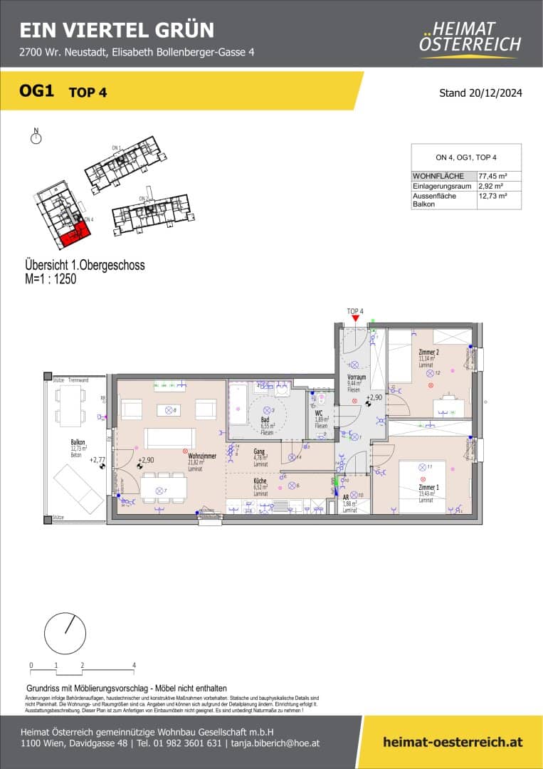 ERSTBEZUG "ein viertel grün" in Wr. Neustadt - 3 Zimmerwohnung mit Balkon inkl. TG