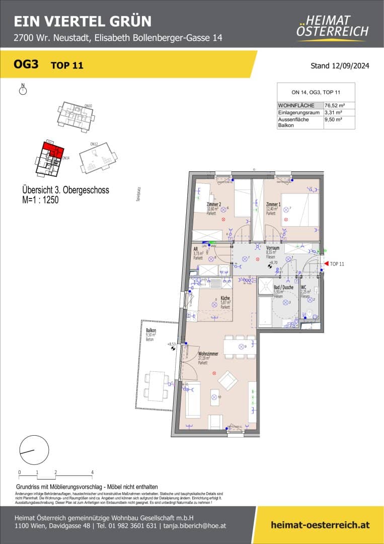 First occupancy ein viertel grün in Wr. Neustadt – 3-room apartment on the 3rd floor for familiesží??