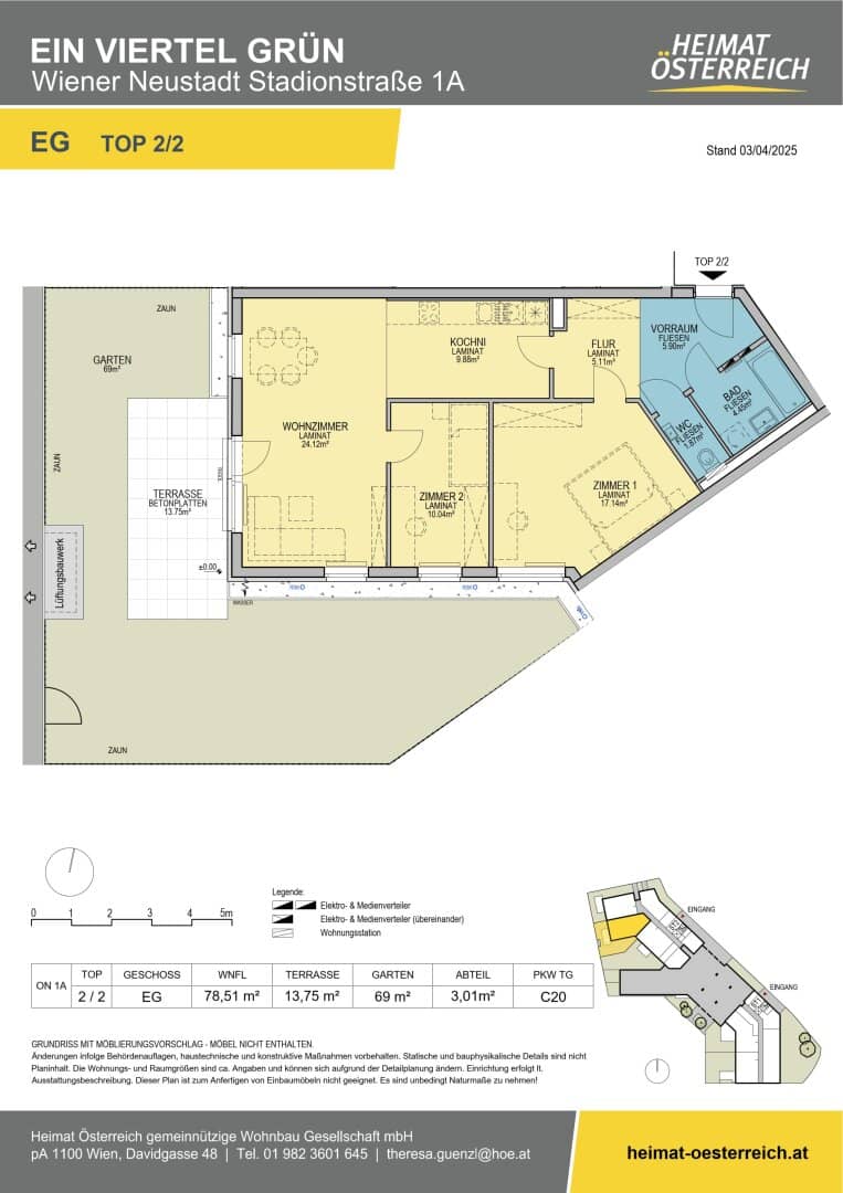 First occupancy ein viertel grün in Wiener Neustadt, 3-room apartment with its own garden oasis