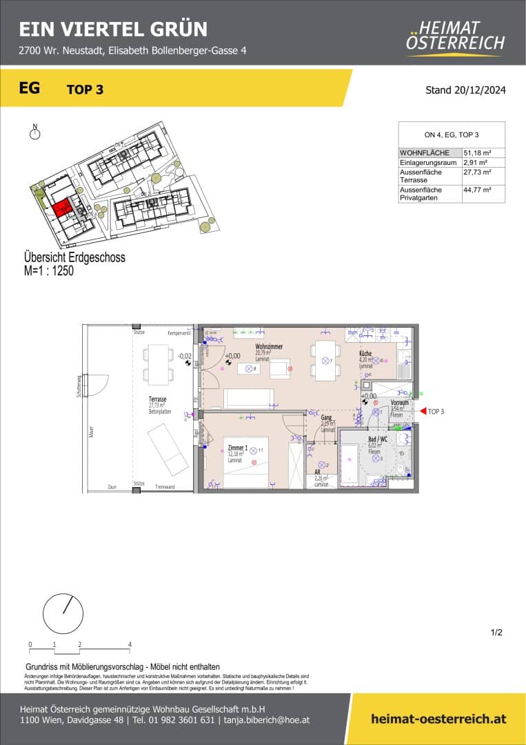 Exclusive in ein viertel grün in Wr. Neustadt two room garden apartment first occupancy