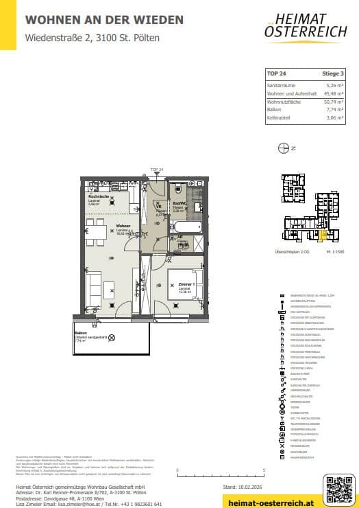 Modern first occupancy apartment for couples in a prime location near the center of St. Pölten