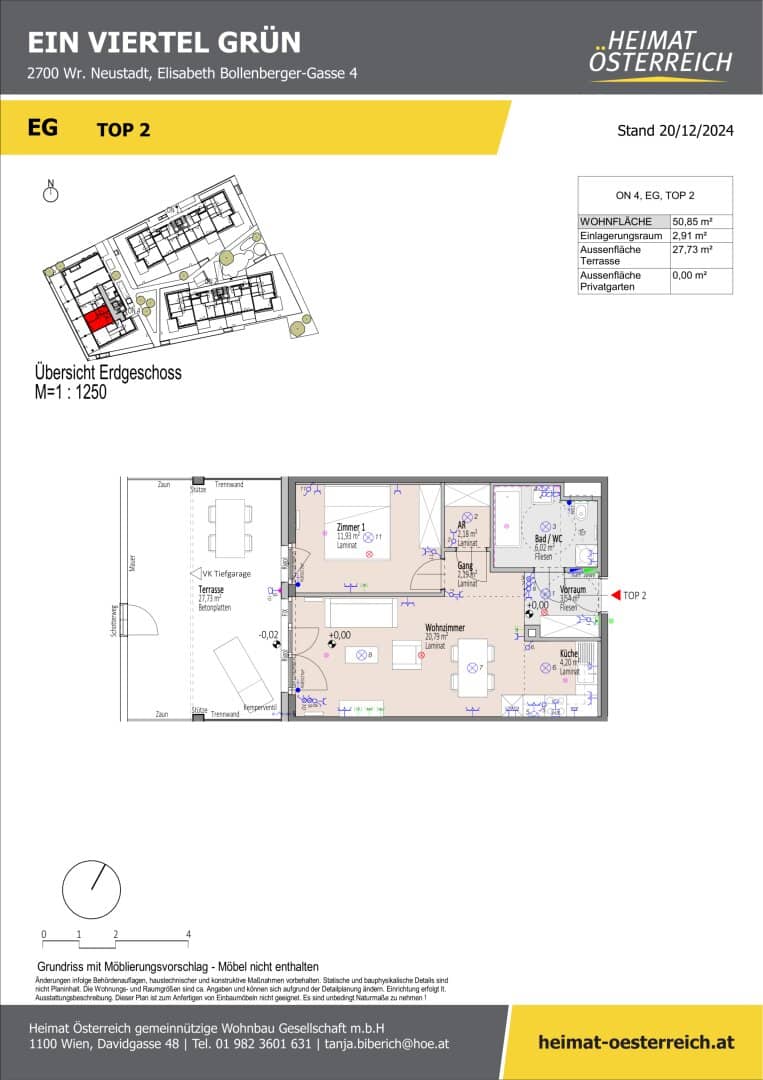 ERSTBEZUG "ein viertel grün" in Wr. Neustadt - 2 Zimmerwohnung im EG mit Traumterrasse