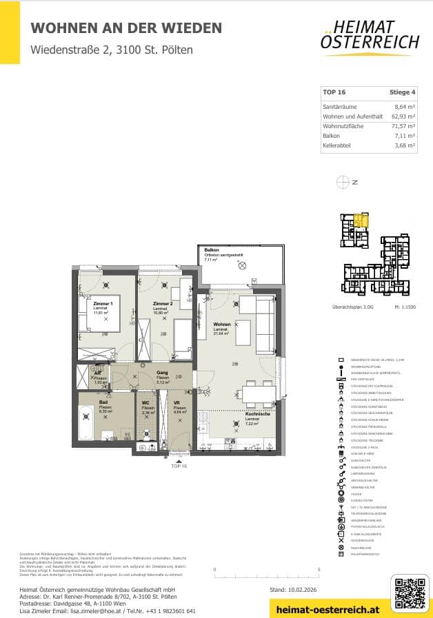 First occupancy in St. Pölten: bright 3 room apartment with balcony in attractive location