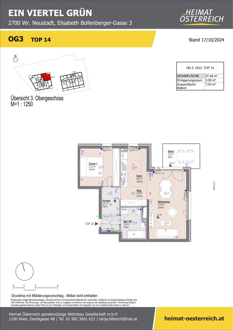 First occupancy "ein viertel grün" in Wr. Neustadt comfortable 2-room apartment with balcony