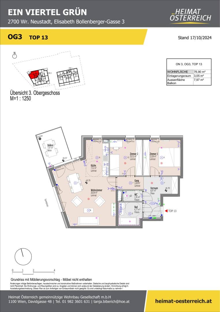 Family living in Wiener Neustadt: 3 room first occupancy with balcony in ein viertel grün