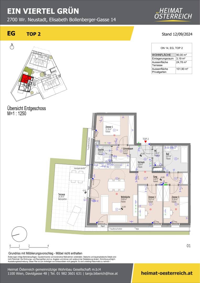 ERSTBEZUG "ein viertel grün" in Wr. Neustadt – 4 Zimmerwohnung mit Garten & 2 Bädern