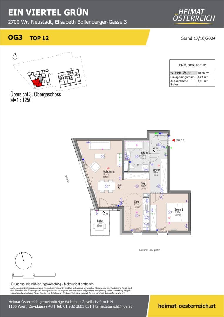 Erstbezug: Charmante 2-Zimmer-Wohnung in „ein viertel grün“, Wr. Neustadt