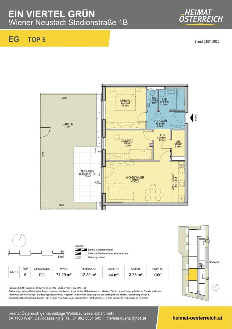 First occupancy ein viertel grün in Wiener Neustadt - stunning 3 room garden apartment with terrace