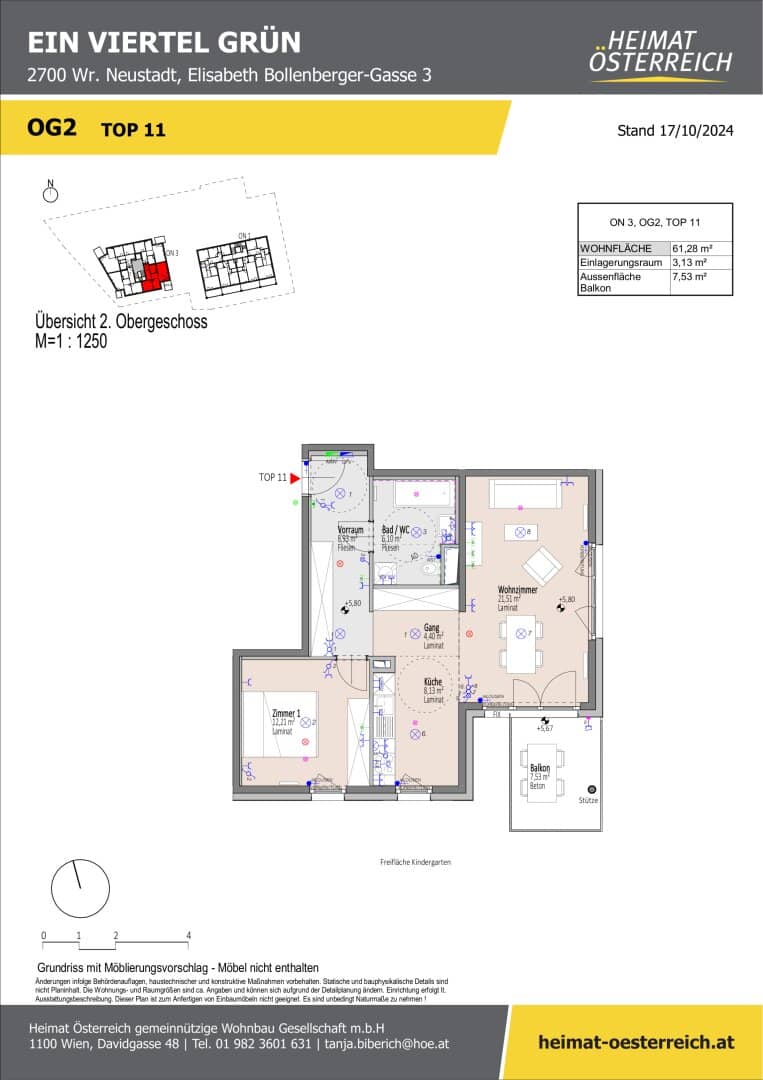 ERSTBEZUG "ein viertel grün" in Wr. Neustadt - attraktive 2 Zimmerwohnung mit Balkon