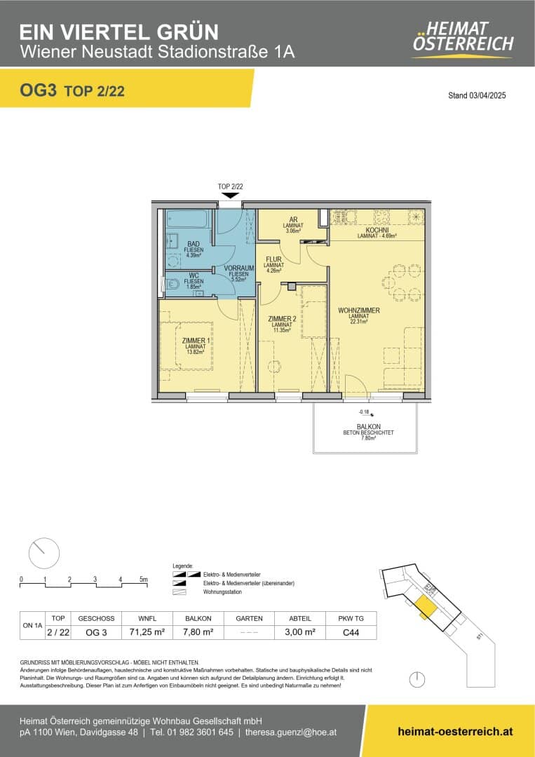 First occupancy ein viertel grün stylish three room apartment in top location in Wiener Neustadt