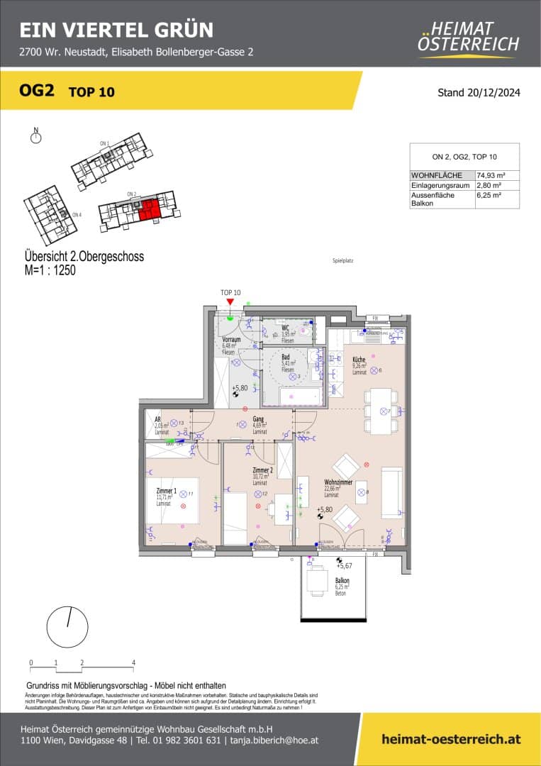 ERSTBEZUG "ein viertel grün" in Wr. Neustadt - ansprechende 3 Zimmerwohnung mit Balkon