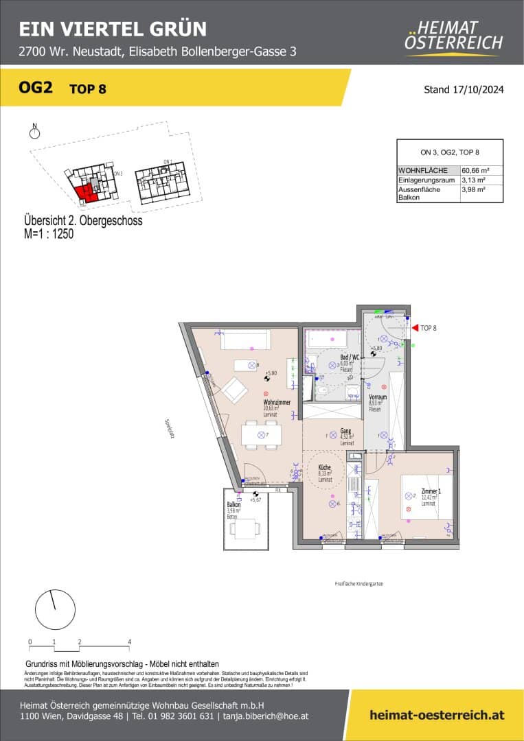 2 room first occupancy in the new residential quarter ein viertel grün in Wiener Neustadt