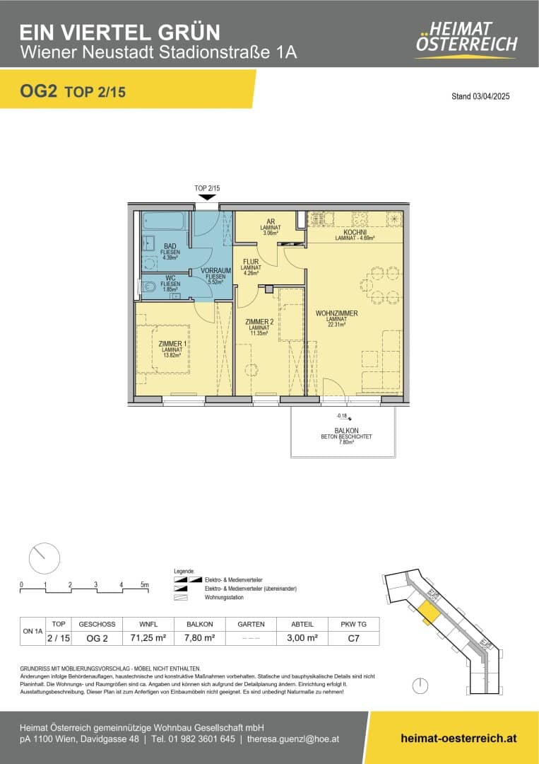 ERSTBEZUG „ein viertel grün“ in Wiener Neustadt - herrliche 3 Zimmerwohnung mit Balkon