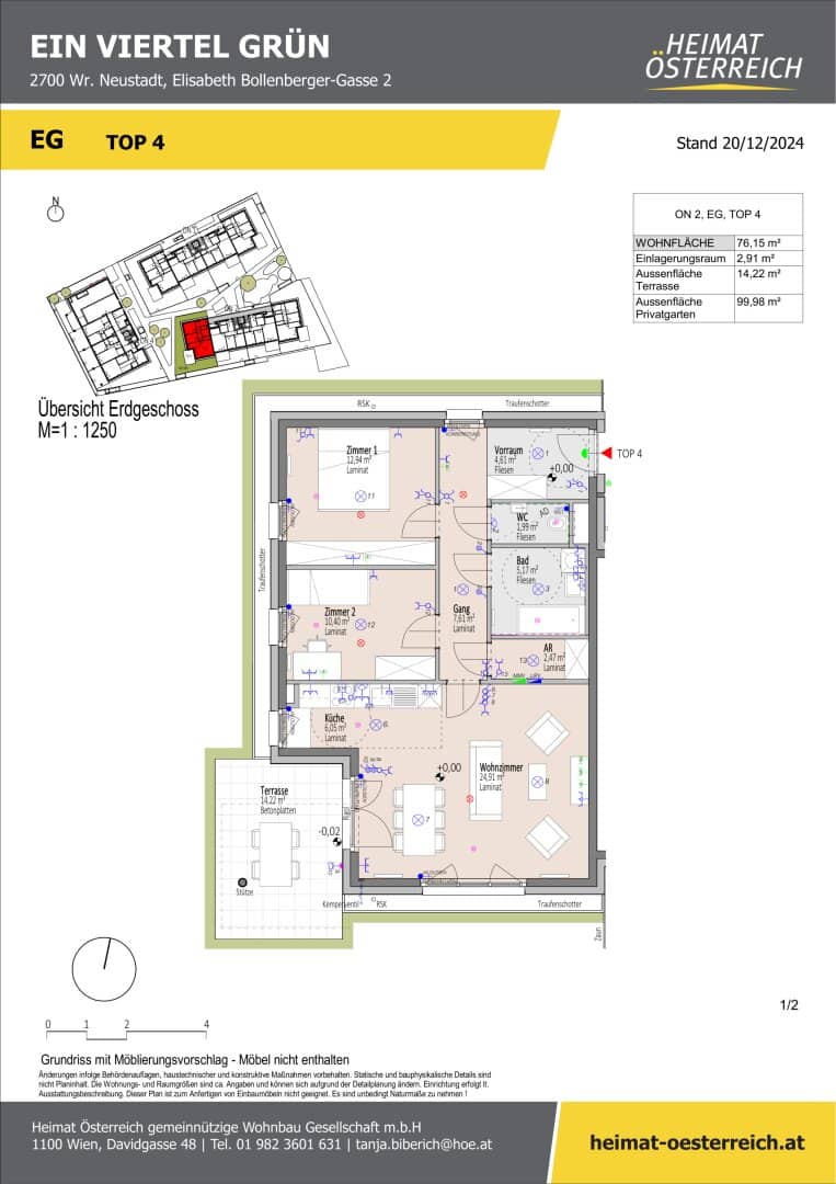 First occupancy ein viertel grün in Wr. Neustadt spacious three room apartment including garden oasis