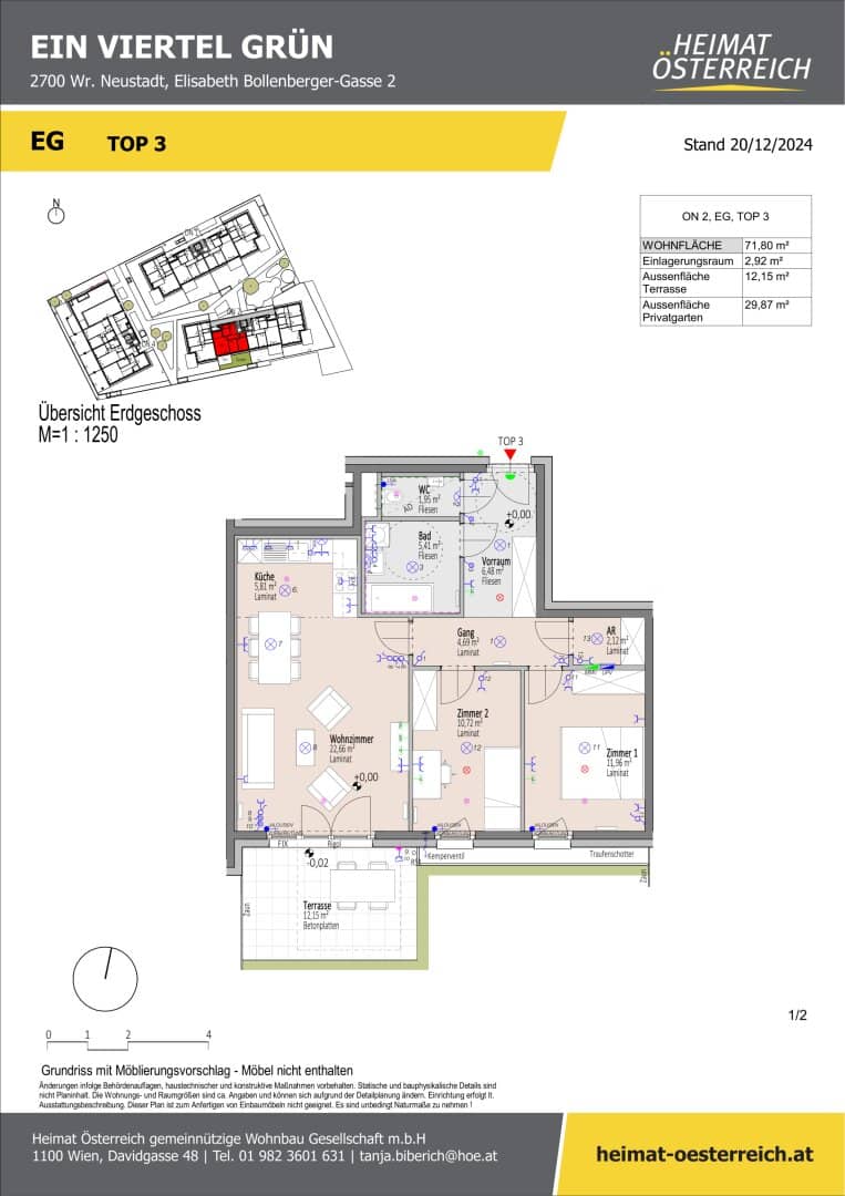 First Occupancy "ein viertel grün" in Wr. Neustadt - friendly 3-room apartment with garden area
