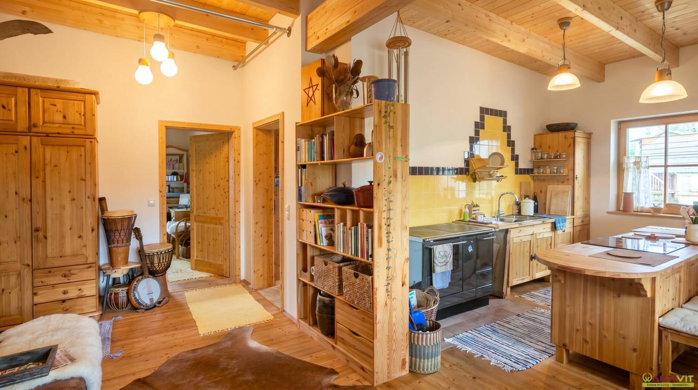 Moderner Holz-Bungalow in absoluter Ruhelage mit großem botanischem Garten