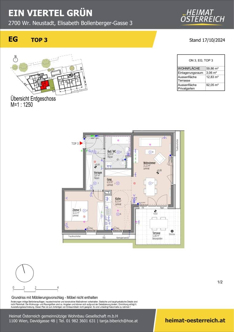 ERSTBEZUG "ein viertel grün" in Wr. Neustadt - herrliche 2 Zimmerwohnung mit traumhaftem Garten