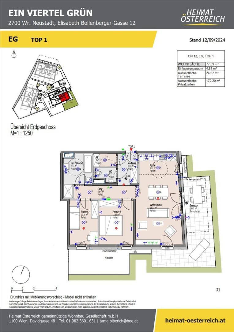 ERSTBEZUG "ein viertel grün" in Wr. Neustadt - einzigartige 3- Zimmer Gartenwohnung