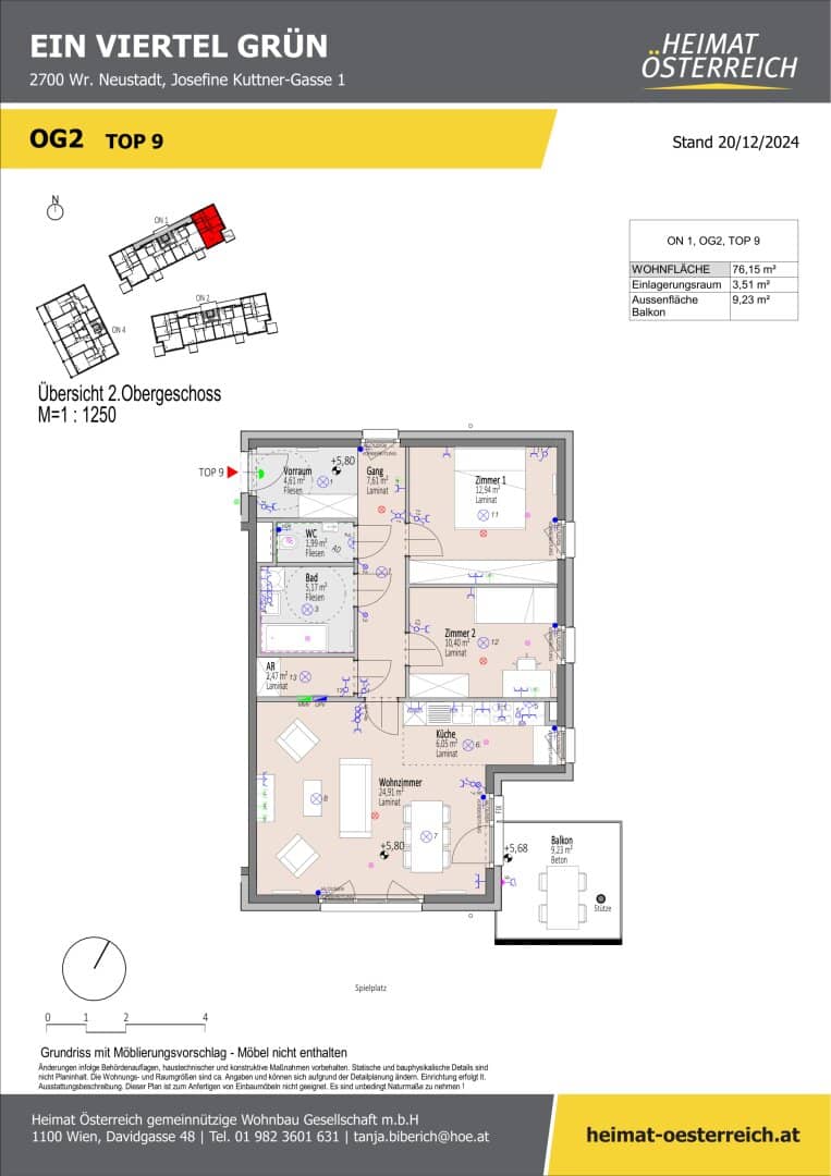 First Occupancy ein viertel grün in Wr. Neustadt - exquisite 3-room apartment with balcony
