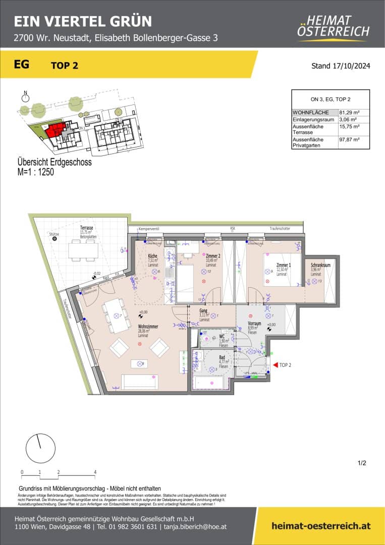 ERSTBEZUG "ein viertel grün" in Wr. Neustadt - traumhafte 3 Zimmer Gartenwohnung