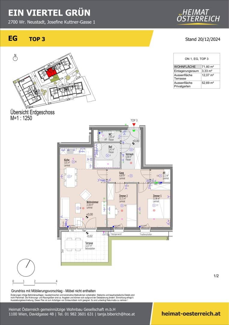 First occupancy ein viertel grün in Wr. Neustadt - 3-room apartment with garden - First occupancy