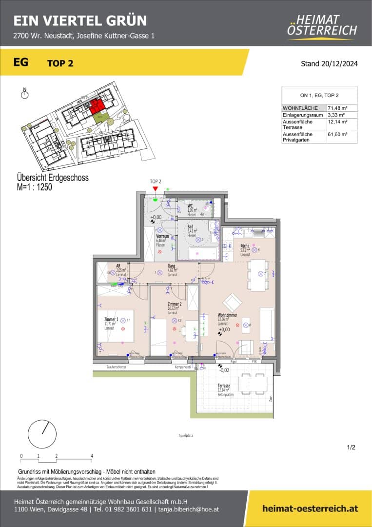 Exclusive in ein viertel grün in Wr. Neustadt 3 room apartment with garden, terrace and underground garage first occupancy