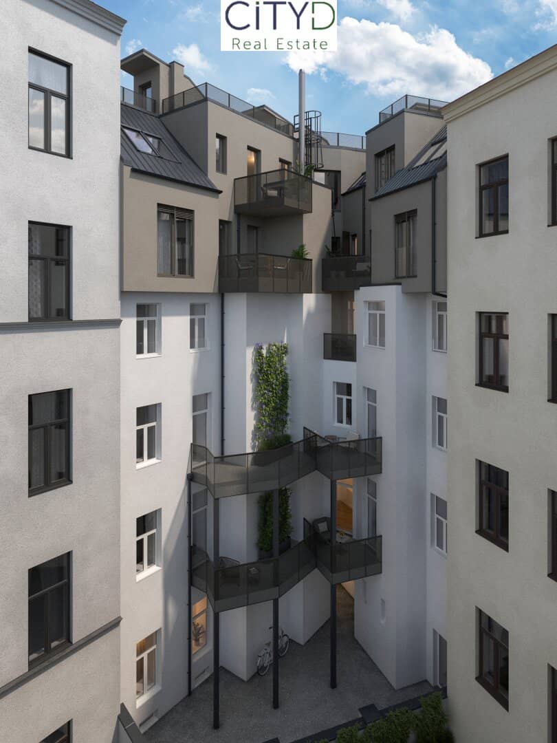LIVING AT AUGARTEN Exclusive 3 room attic apartment with loggia and large roof terrace