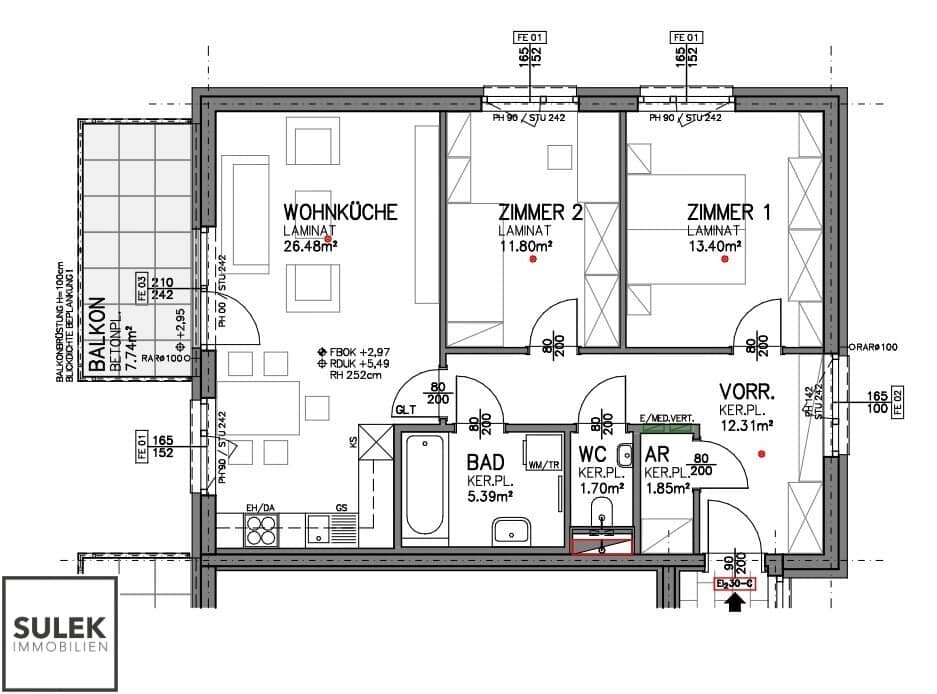 New build apartment with balcony and parking
